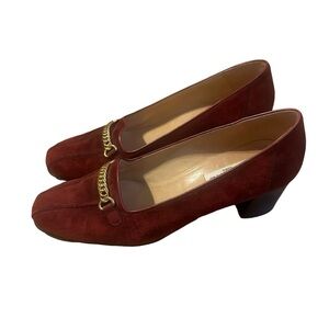 Vintage Celine Burgundy Suede Pumps Size 38.5